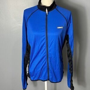 Canari Mens Blue Black Long Sleeve Full Zip Cycling Jersey Size Large